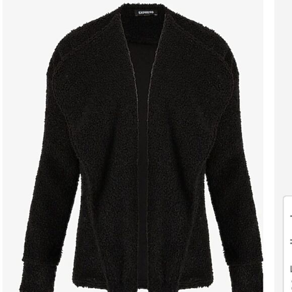 Express Ladies Black Cozy Sherpa Flyaway Carigan - Size Large - Picture 1 of 4